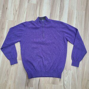 Hawico Men's Cashmere Sweater 1/4 zip Purple Size 44